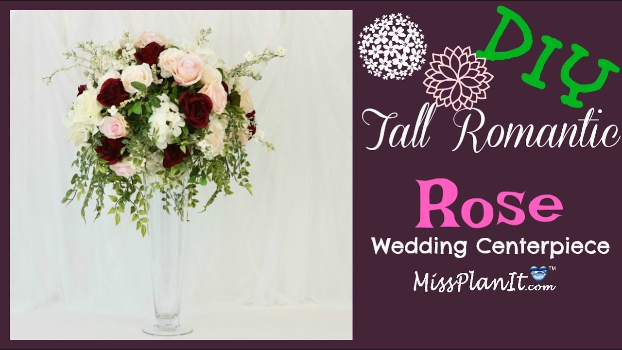 DIY Tall Romantic Rose Wedding Centerpiece | DIY Tall Centerpieces | DIY Tutorial