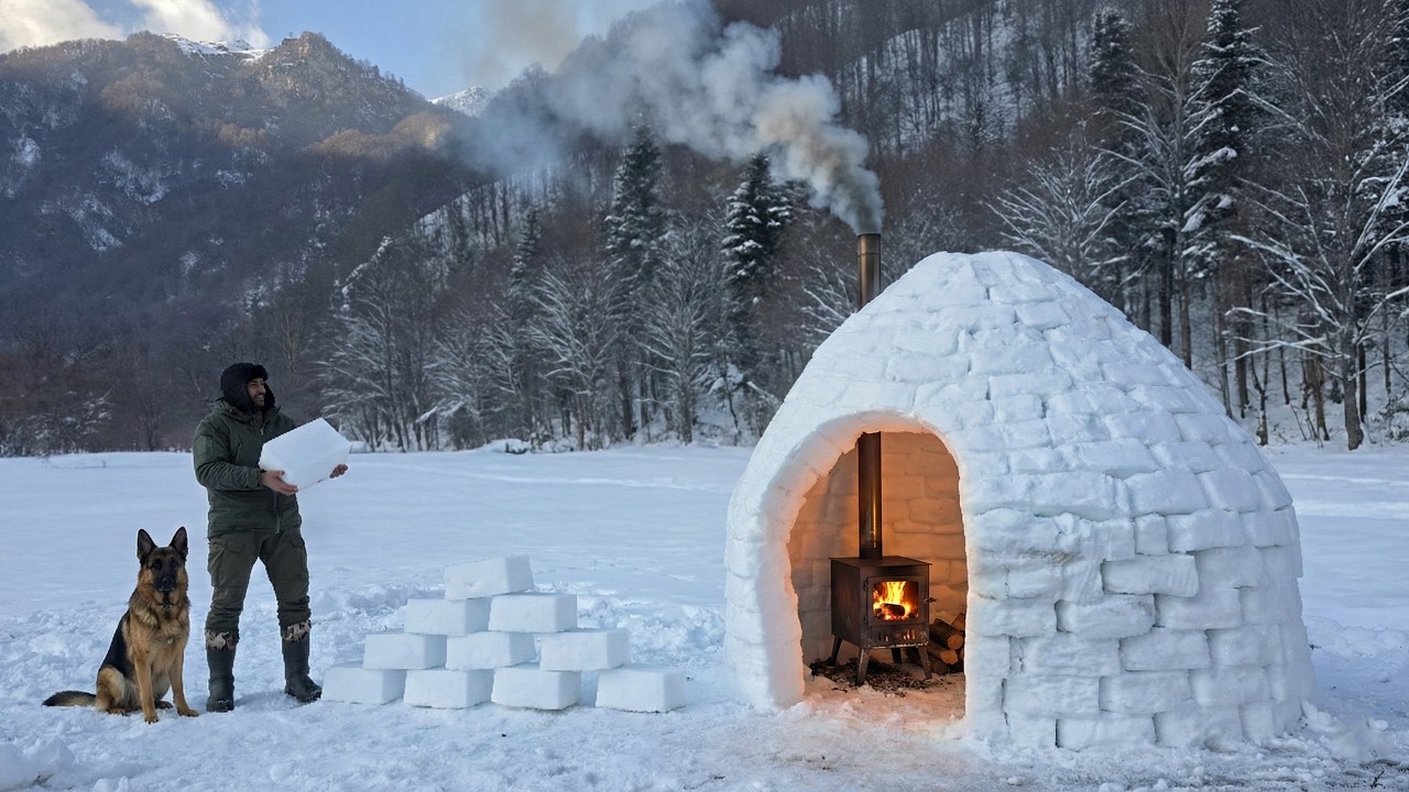 Winter Survival: Camping in a Glowing Snow House