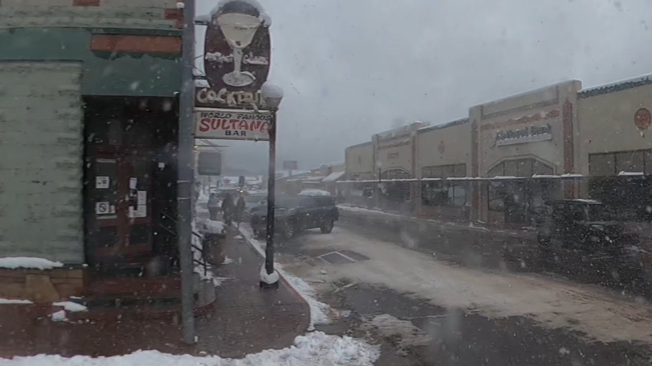 Route 66 - Williams AZ - Winter Storm - Inside the Historic Brewing co.  & a few blocks of downtown.
