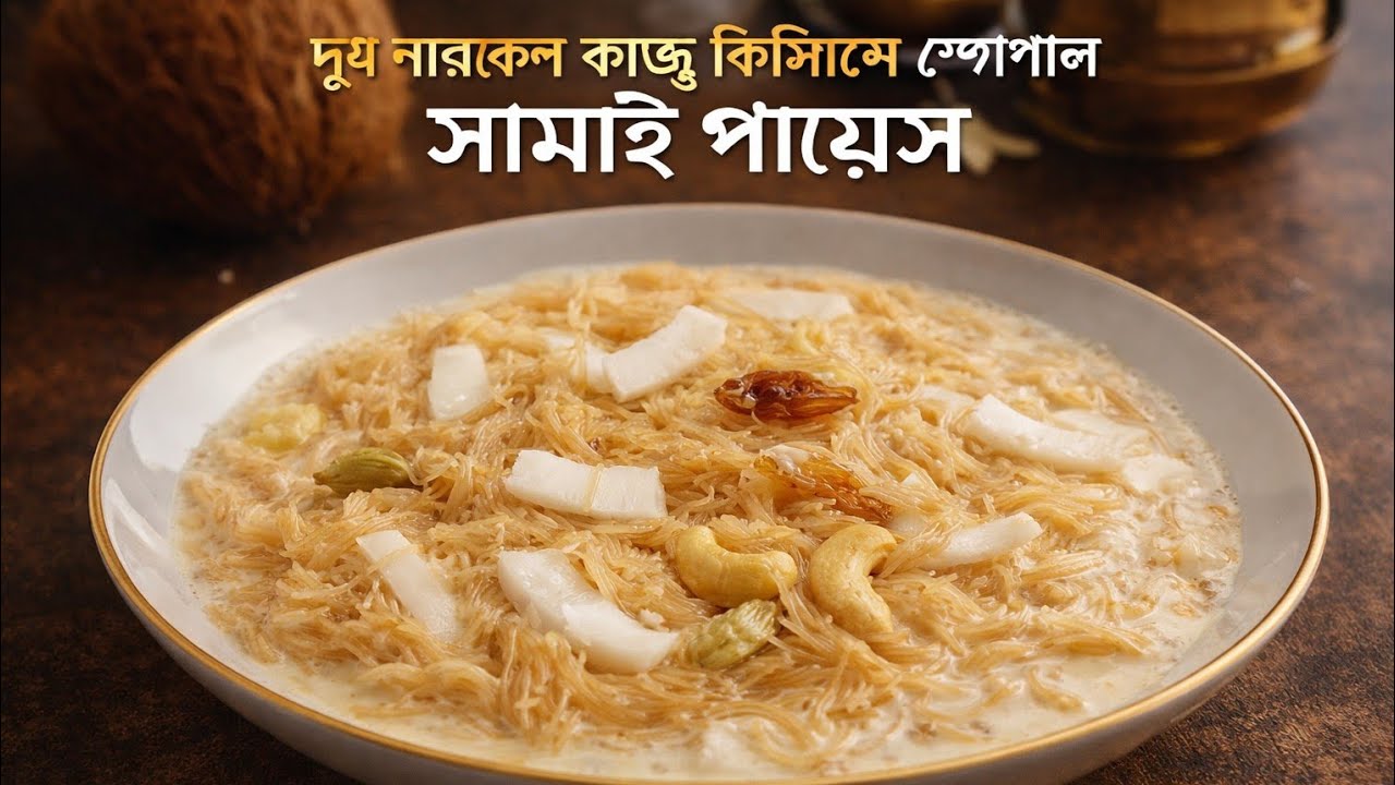 দুধ নারকেল কাজু কিসমিসে স্পেশাল সামাই পায়েস | Creamy Coconut Semai Payesh Recipe | Easy  Dessert