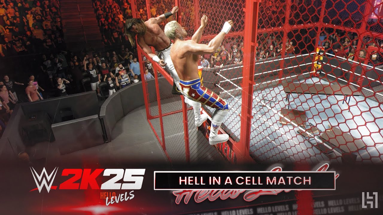 WWE 2K25 Коди Роудс против Сета Роллинса — матч «Ад в клетке» — геймплей PS5
