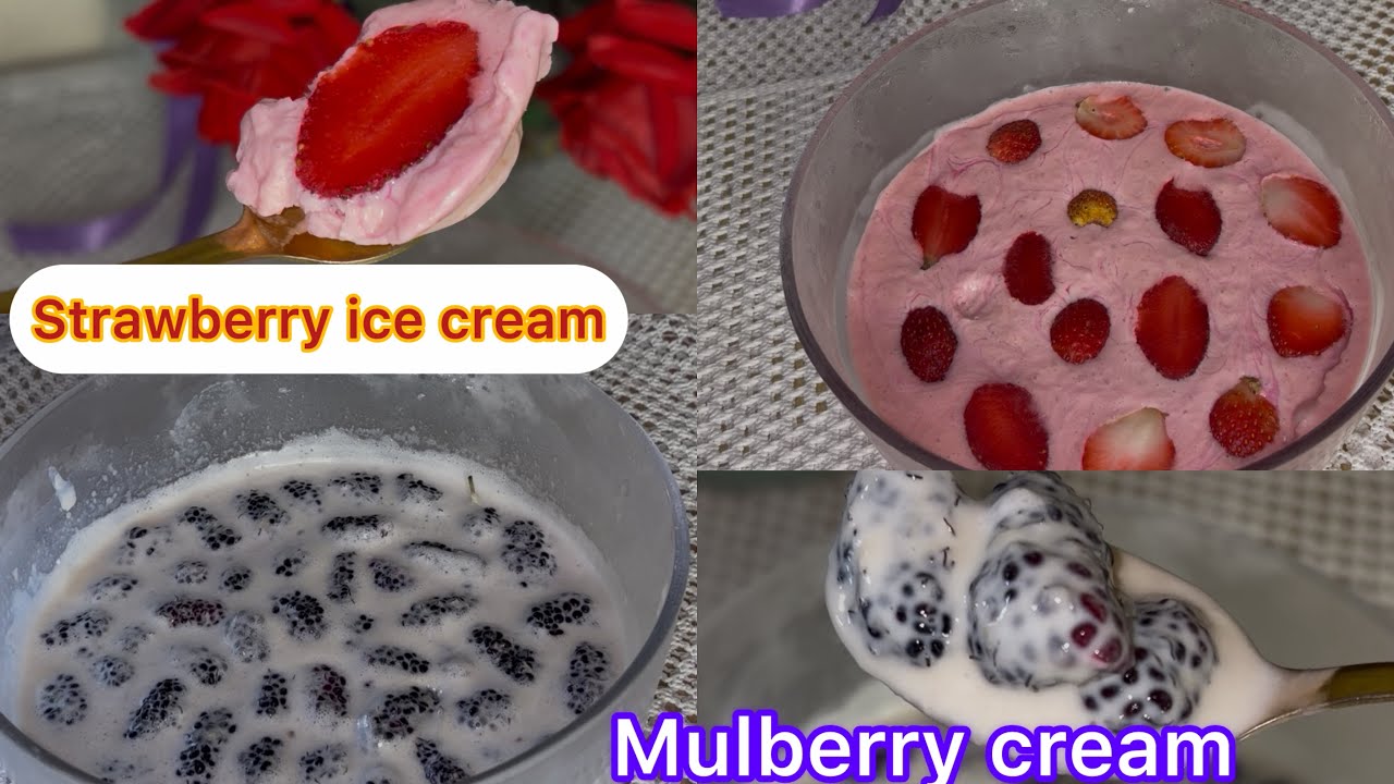 Homemade strawberry 🍓 Ice cream Recipe | Mulberry cream | Shahtooth malai | Quick dessert recipe 