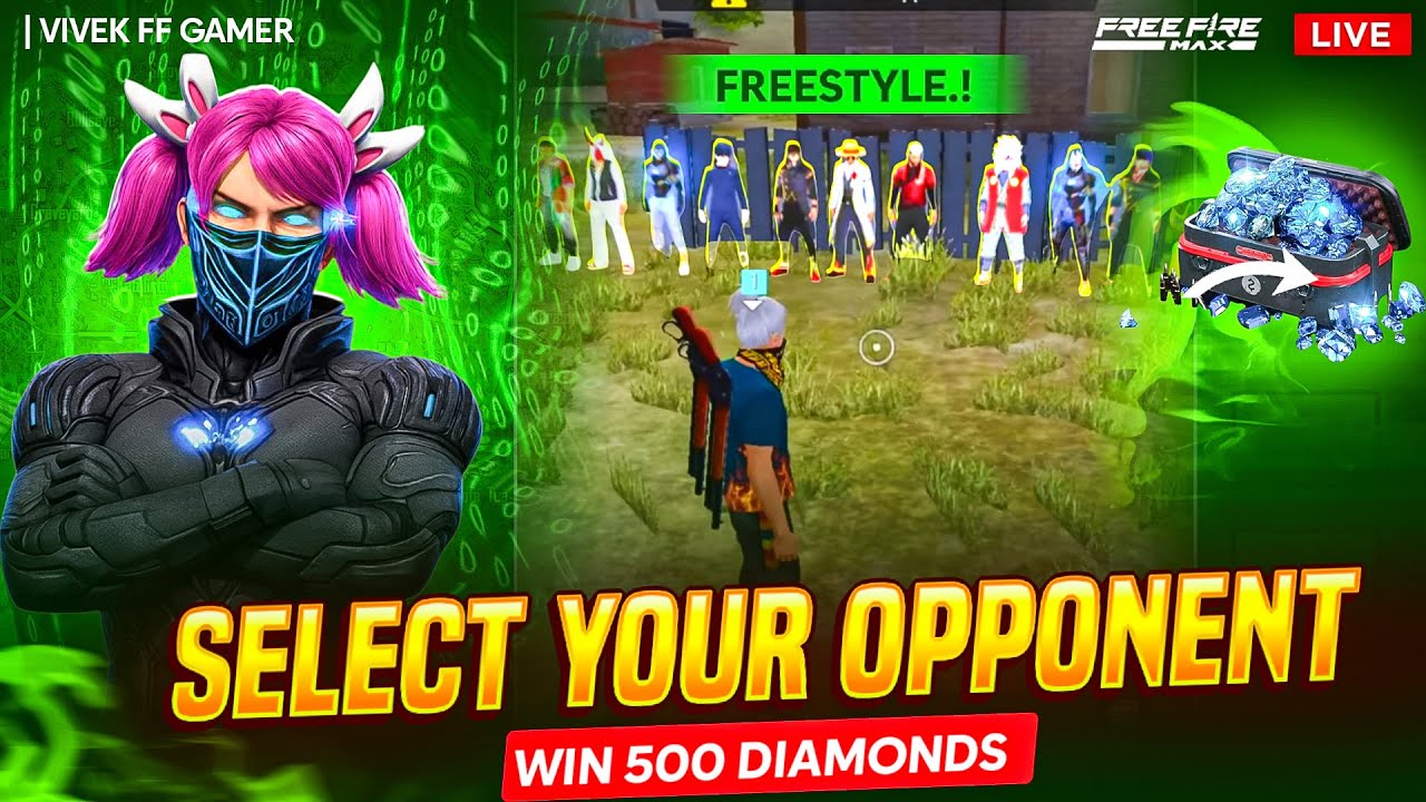 SELECT YOUR OPPONENT 👊 FREESTYLE BATTLES 🚀 WIN 50RS💀#fflive#telugufflive