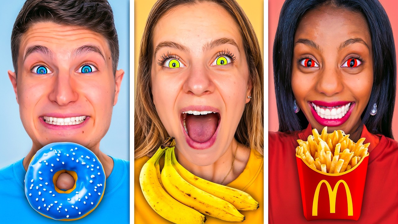 MANGIAMO SOLO CIBO DEL COLORE DEI NOSTRI OCCHI CON TUTTI I NOSTRI AMICI PER 24 ORE!👁️