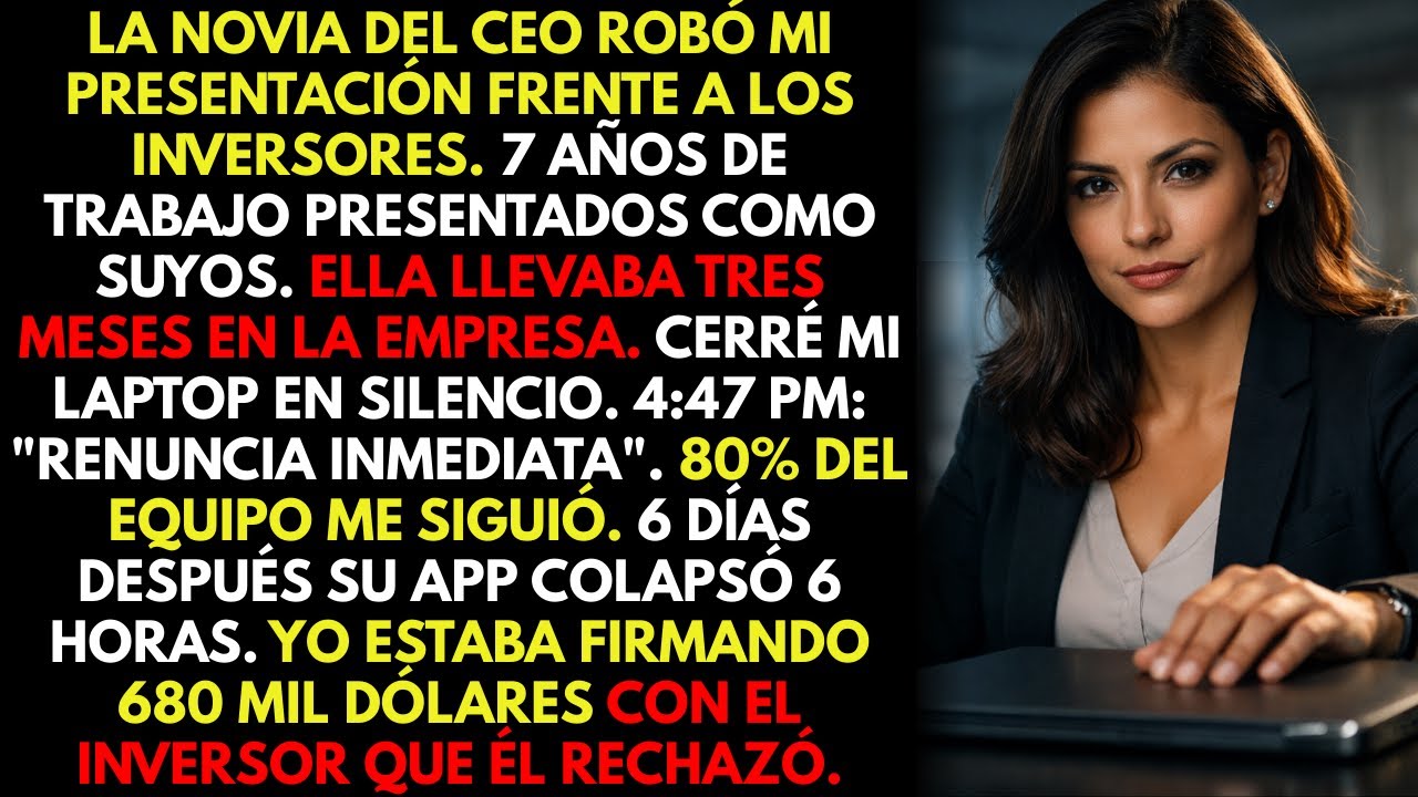 La novia del CEO robó mi presentación ante inversores... renuncié ese día y 80% del equipo me siguió