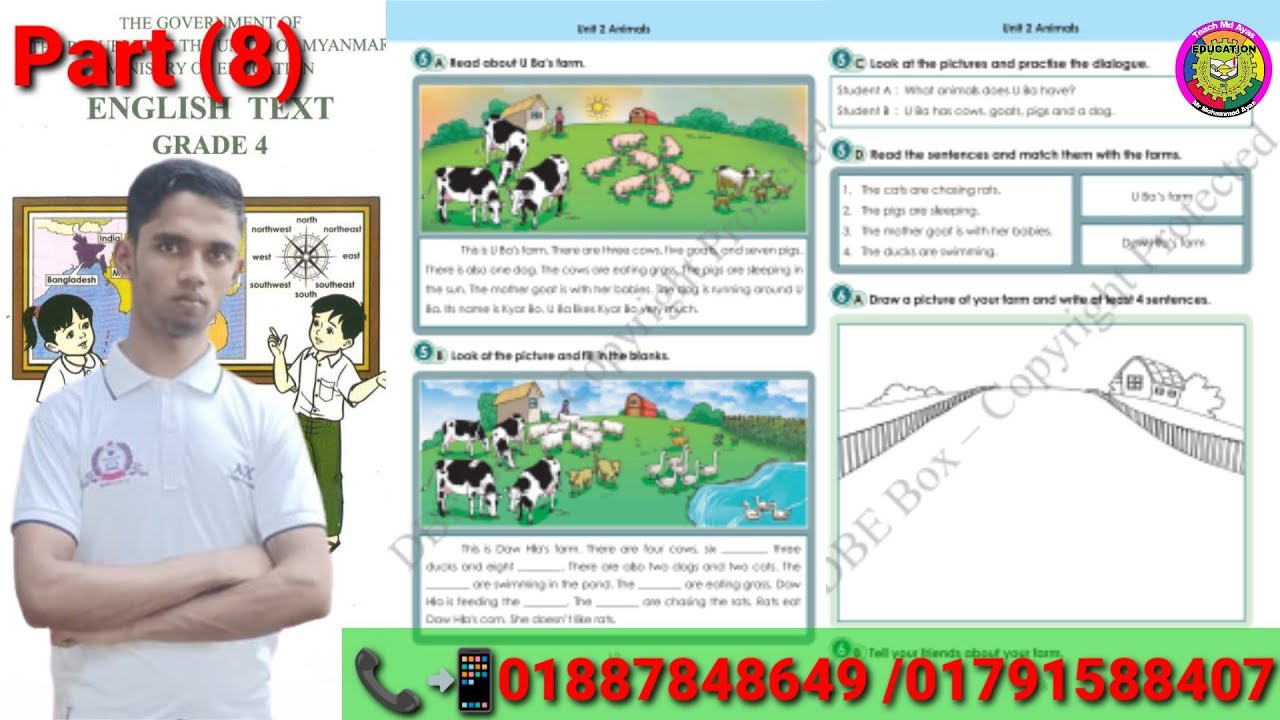 Myanmar New Curriculum textbook Class (4) English/ Grade (4)English Unit (2) Read about U BA's Farm