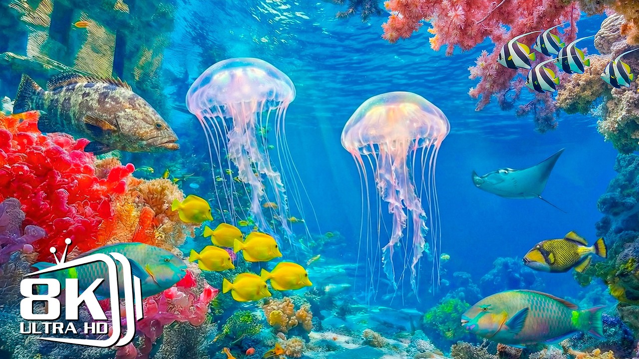Aquarium 8K (ULTRA HD) - Amazing Reef Fish & Peaceful Underwater Ambience for Deep Sleep