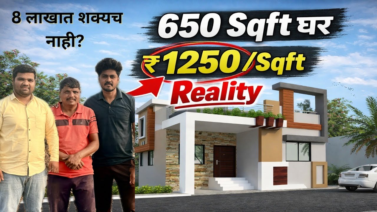 650 Sqft चं Low Budget Ghar | ₹1250/Sqft मध्ये Full RCC | Contractor Review 🔥#lowbudgethouse #review
