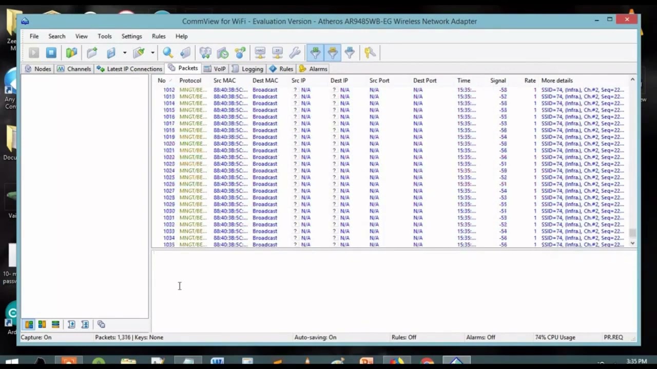 How to use Commview for Wi Fi Handshake files  cap on Windows 2022