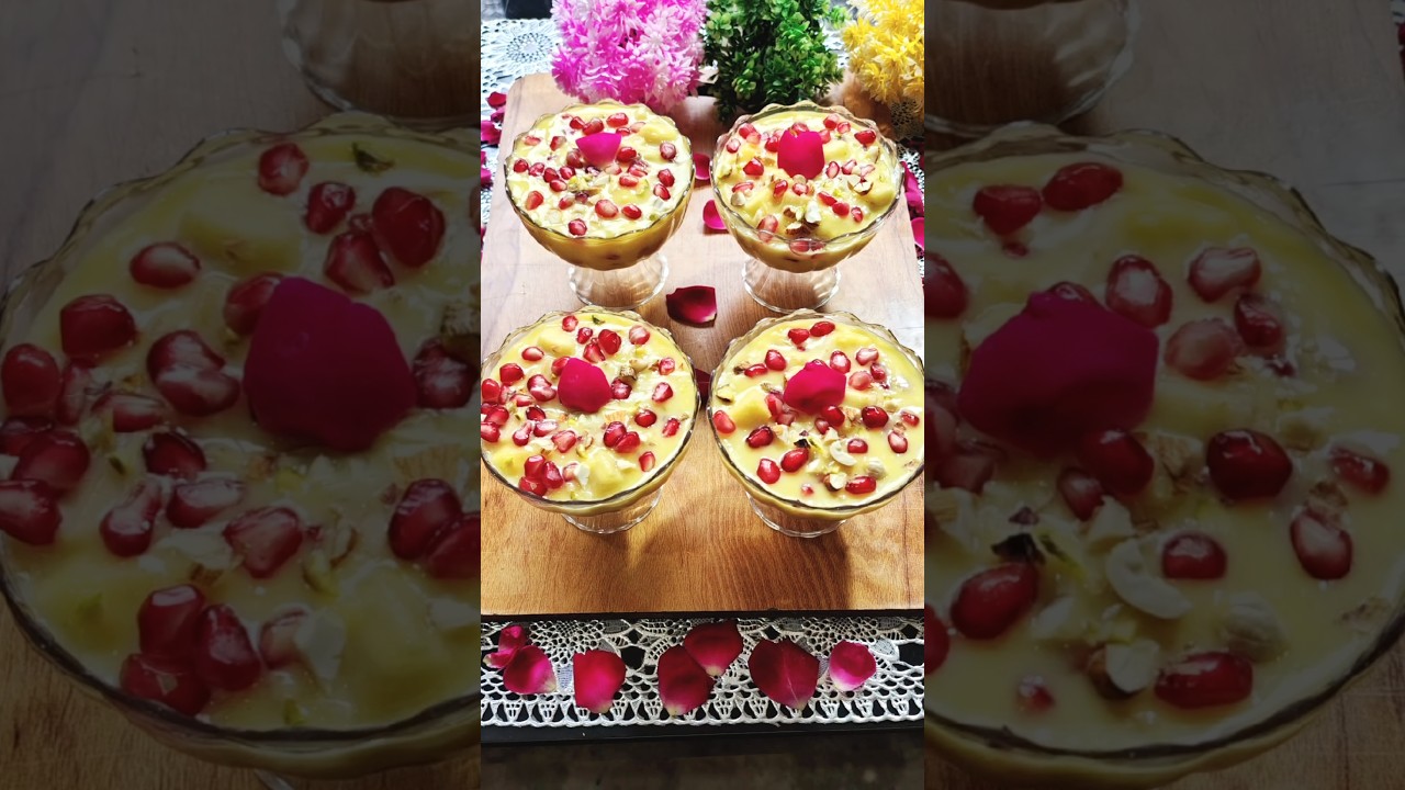 Treading Recipe Of Fruit Custard Recipe #shorts #custard #dessert #recipe #viralvideo