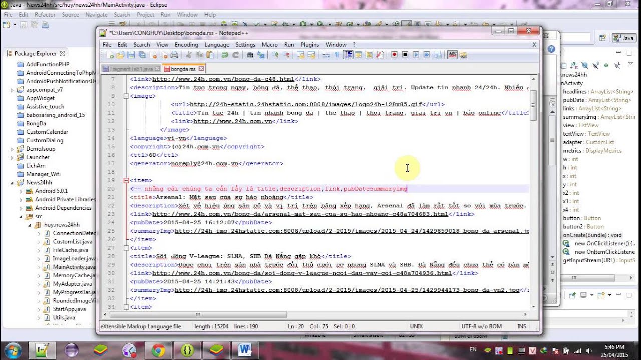 parse RSS Android
