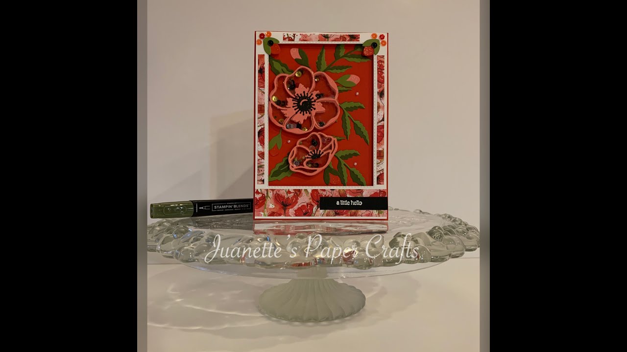 Shaker Card using Poppie Moments Dies and Peaceful Poppies Designer Series Paper from Stampin Up