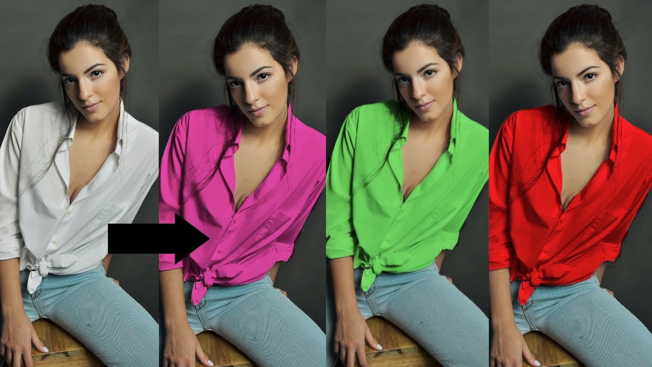 how to change white shirt color to any color in photopea