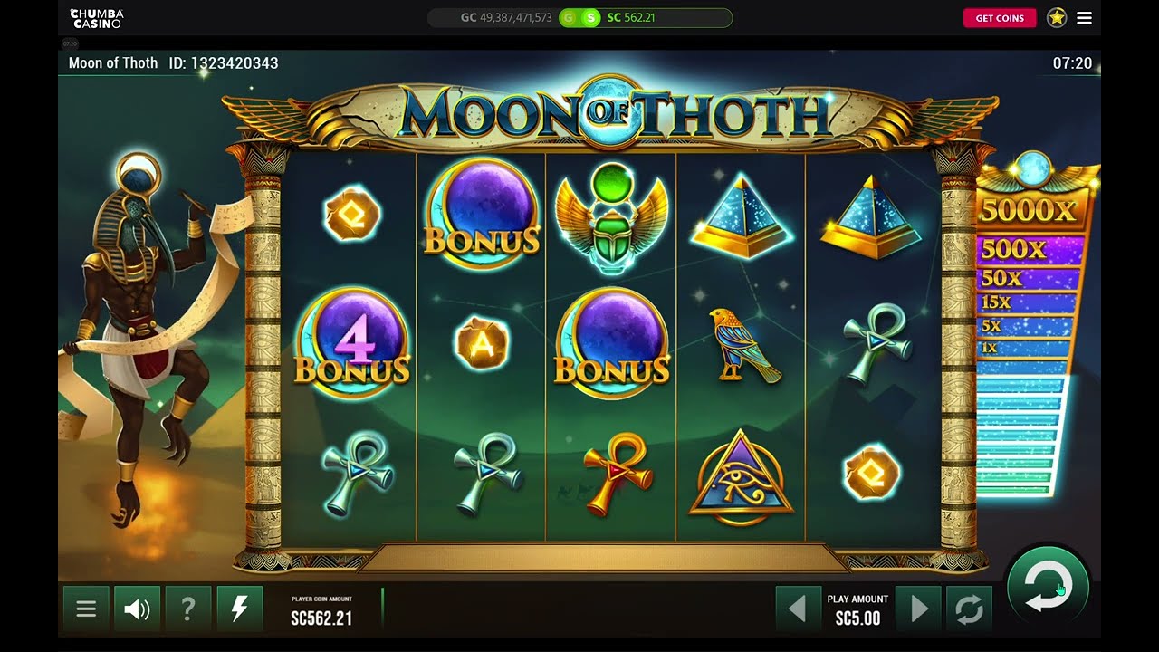 Chumba Casino big win in MOON OF THOTH bet $5