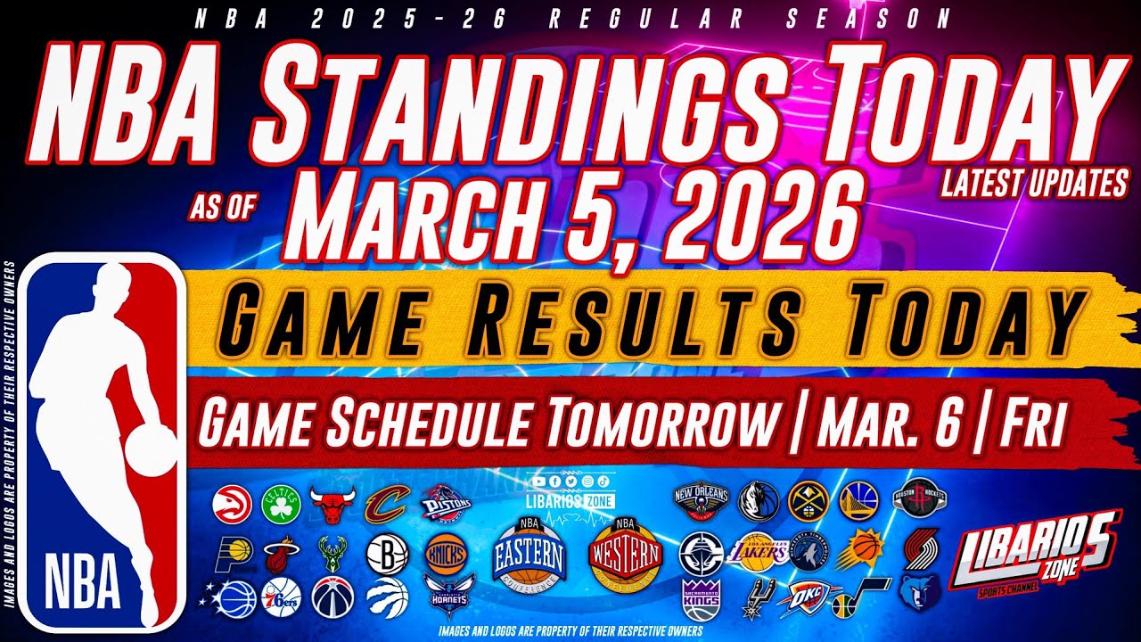 NBA Standings Today as of March 5, 2026 | Game Results Today | Games Schedule Tomorrow | Mar 6 | Fri