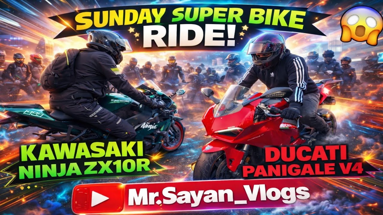 Kawasaki Ninja ZX10R vs Ducati Panigale V4 🔥 Sunday Superbike Ride in India | MrSayan_Vlogs
