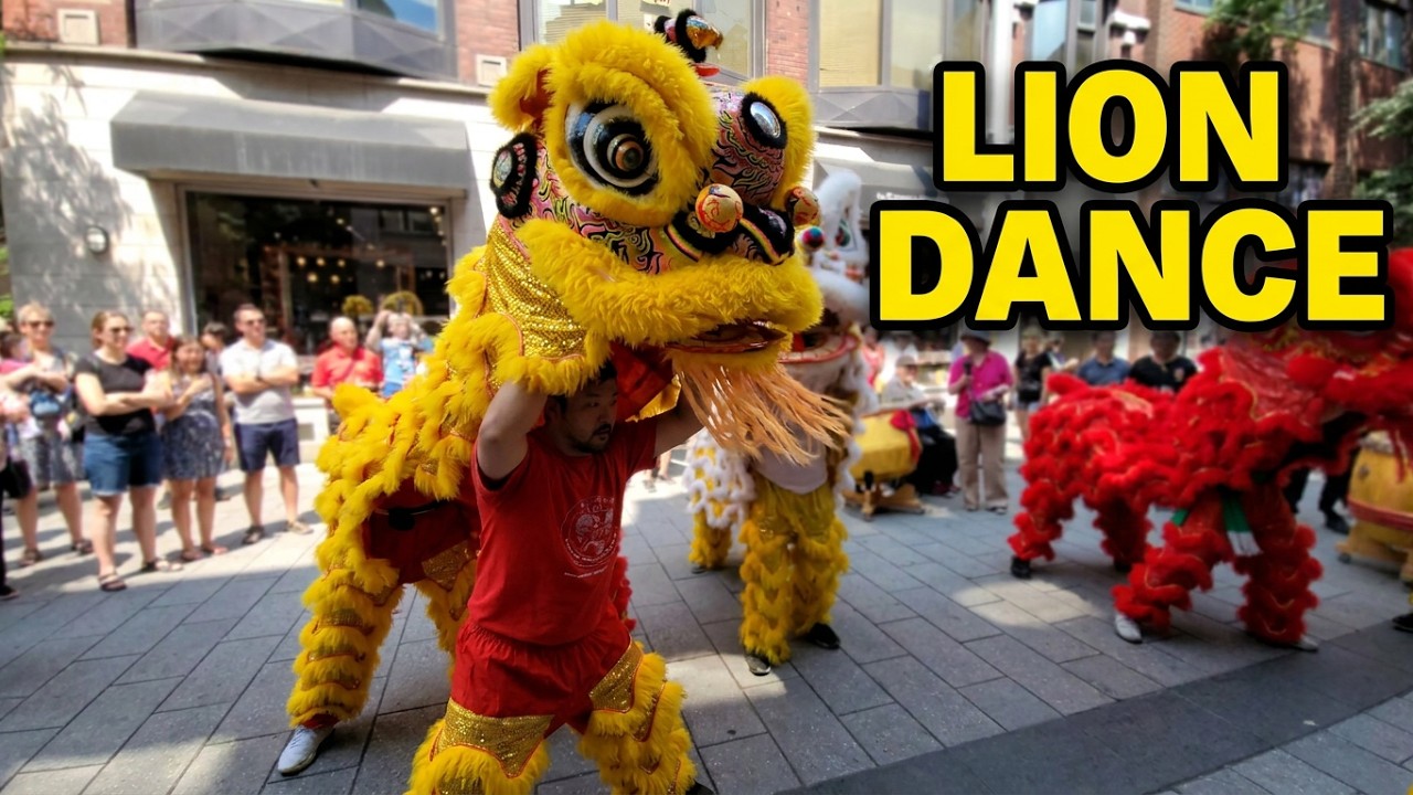Lion dance in front of Hum's association