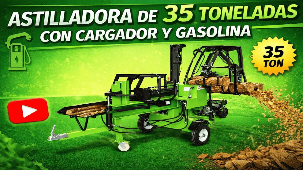 ASTILLADORA GASOLINA 35 TONELADAS CON CARGADOR Y REMOLCABLE! - EL MEJOR PRECIO DE INTERNET