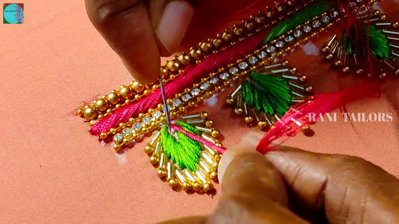 colourful thread work using normal needle same like aari
