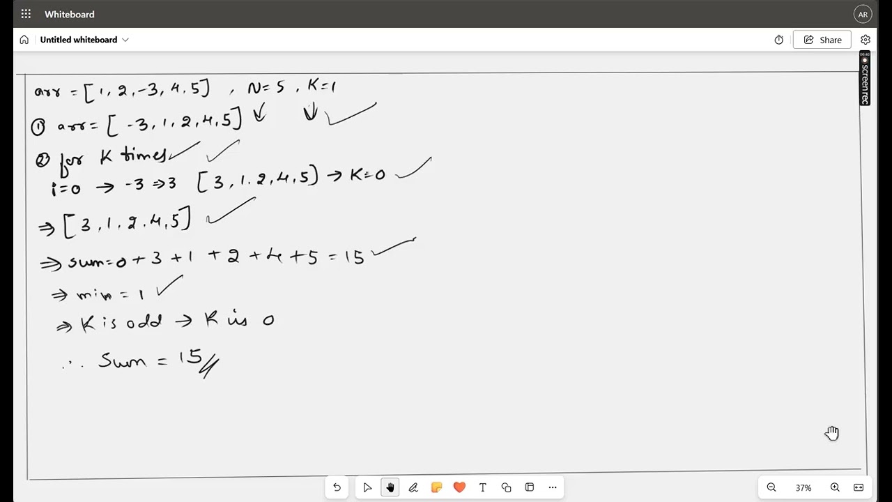 Maximize sum after k negations - Easy - GeeksforGeeks