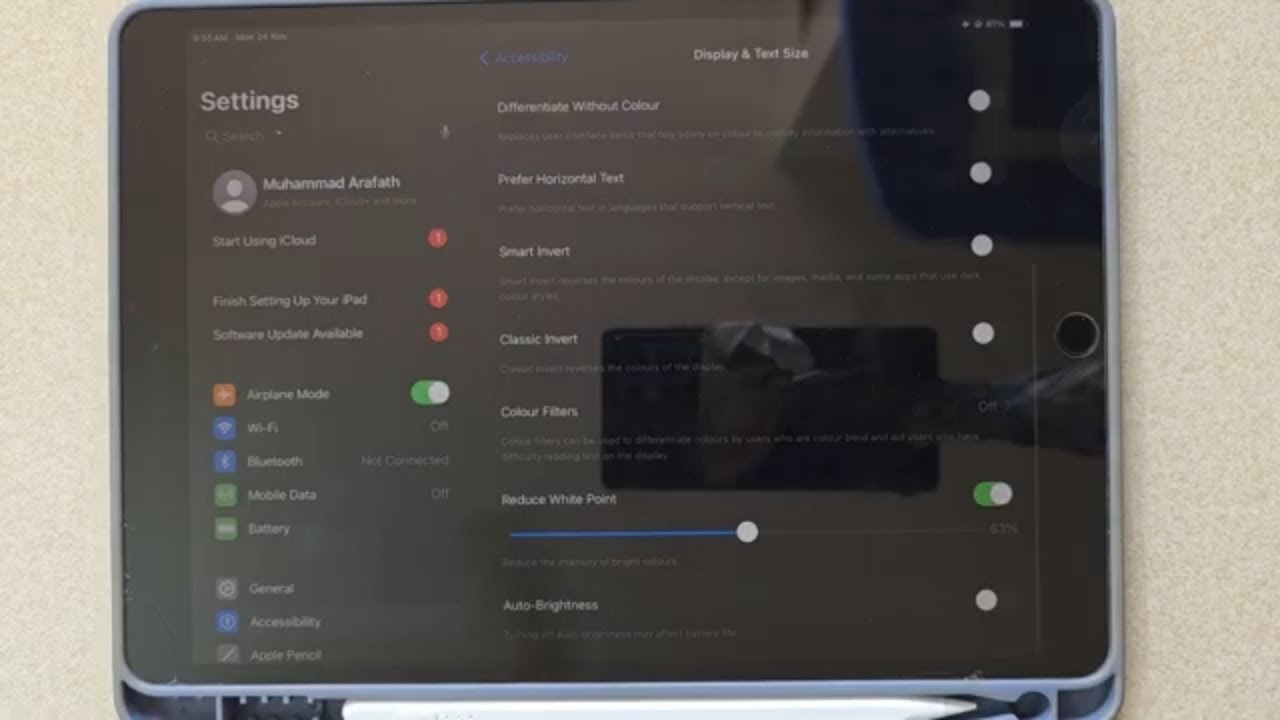 how to turn off reduce white point on ipad