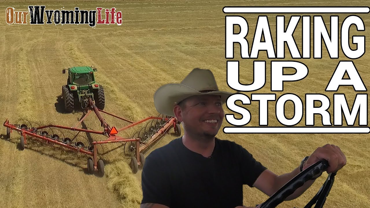 Haying - Raking Hay with the John Deere 4055 - Ranching & Farming