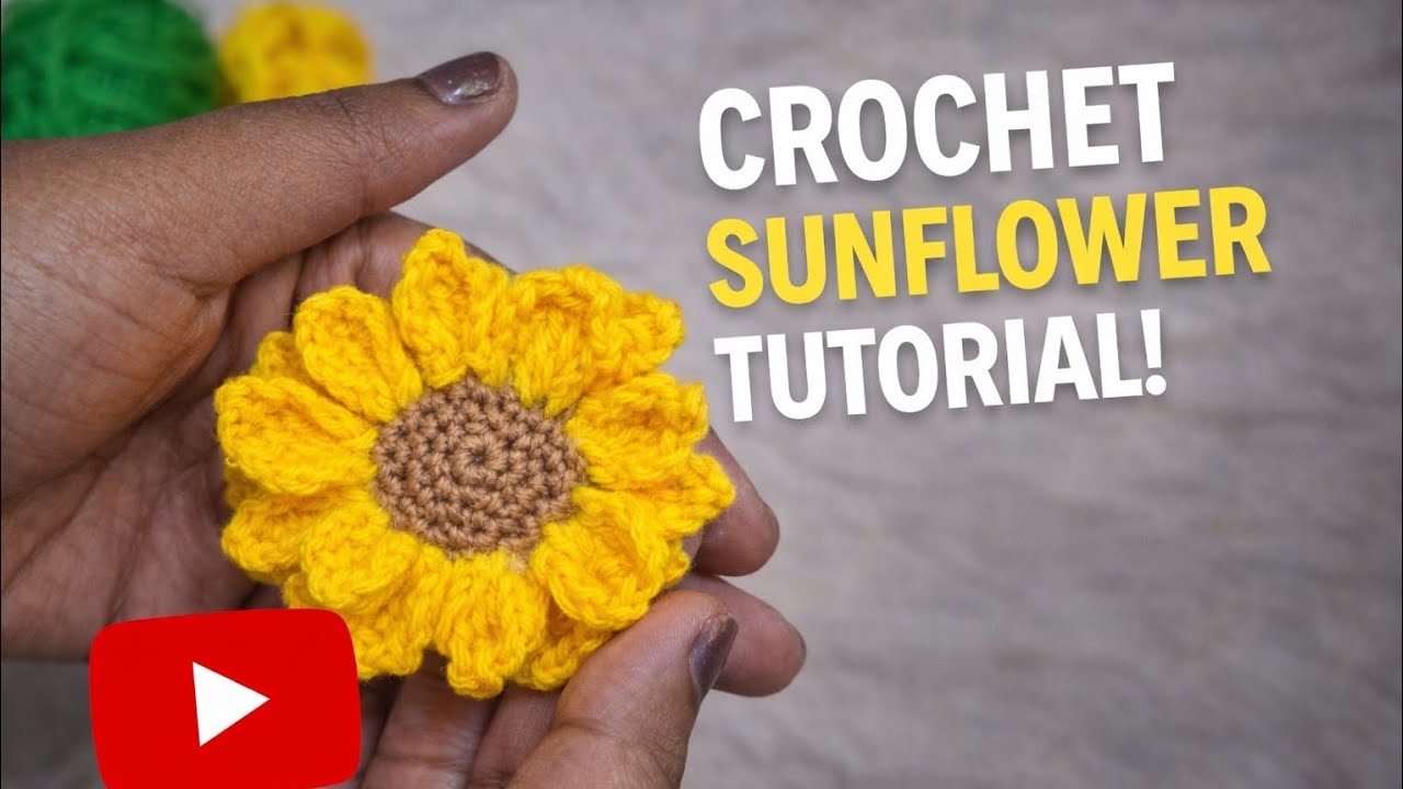 Crochet Sunflower Rubber Band Tutorial | Easy & Aesthetic🌻 