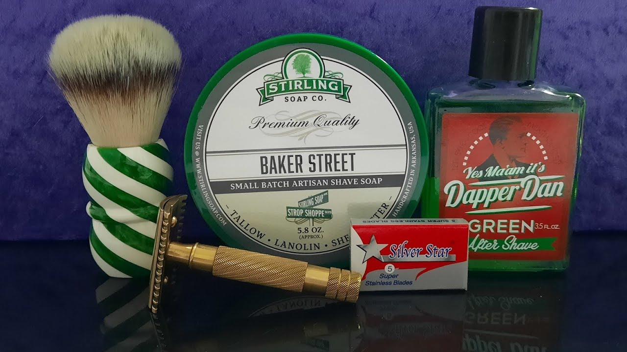 47.💈1921 Gillette Gold Bulldogge/Stirling Soap Company '' Baker Street '' / Dapper Dan /Dscosmetic/.