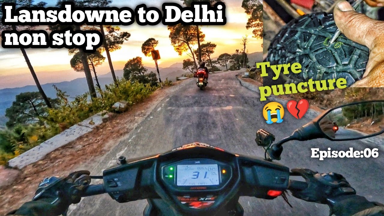 Yeh kya ho gya night me tyre puncture 💔😭 Lansdowne to delhi non stop with ntorq race xp