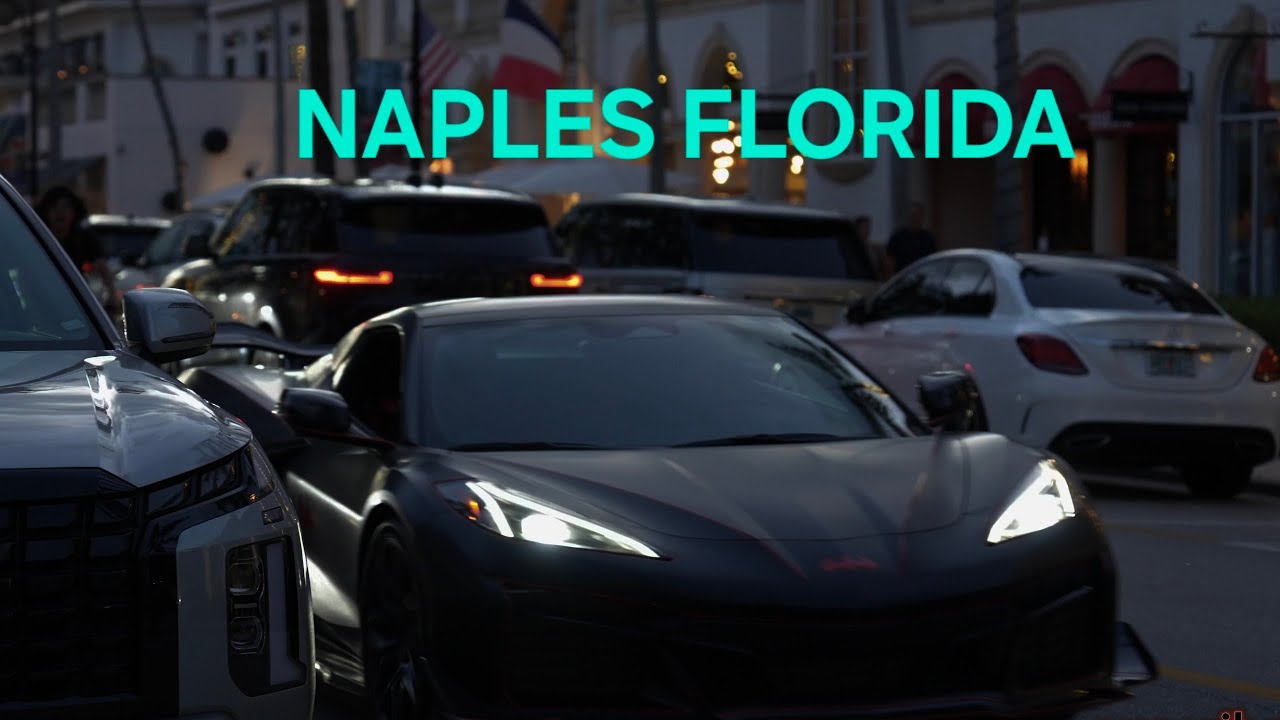 Walking in Downtown Naples, Florida, Restaurants and Luxury Cars