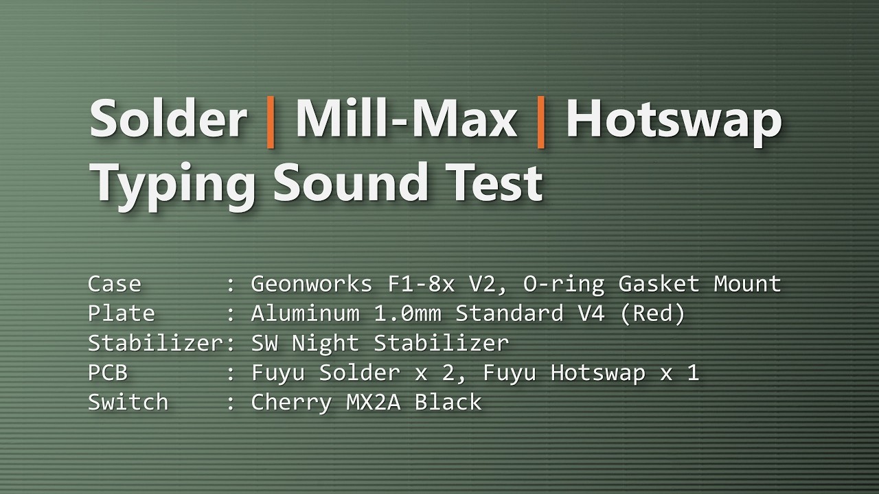 Geonworks F1-8x - Solder vs Mill-Max vs Hotswap Sound Test