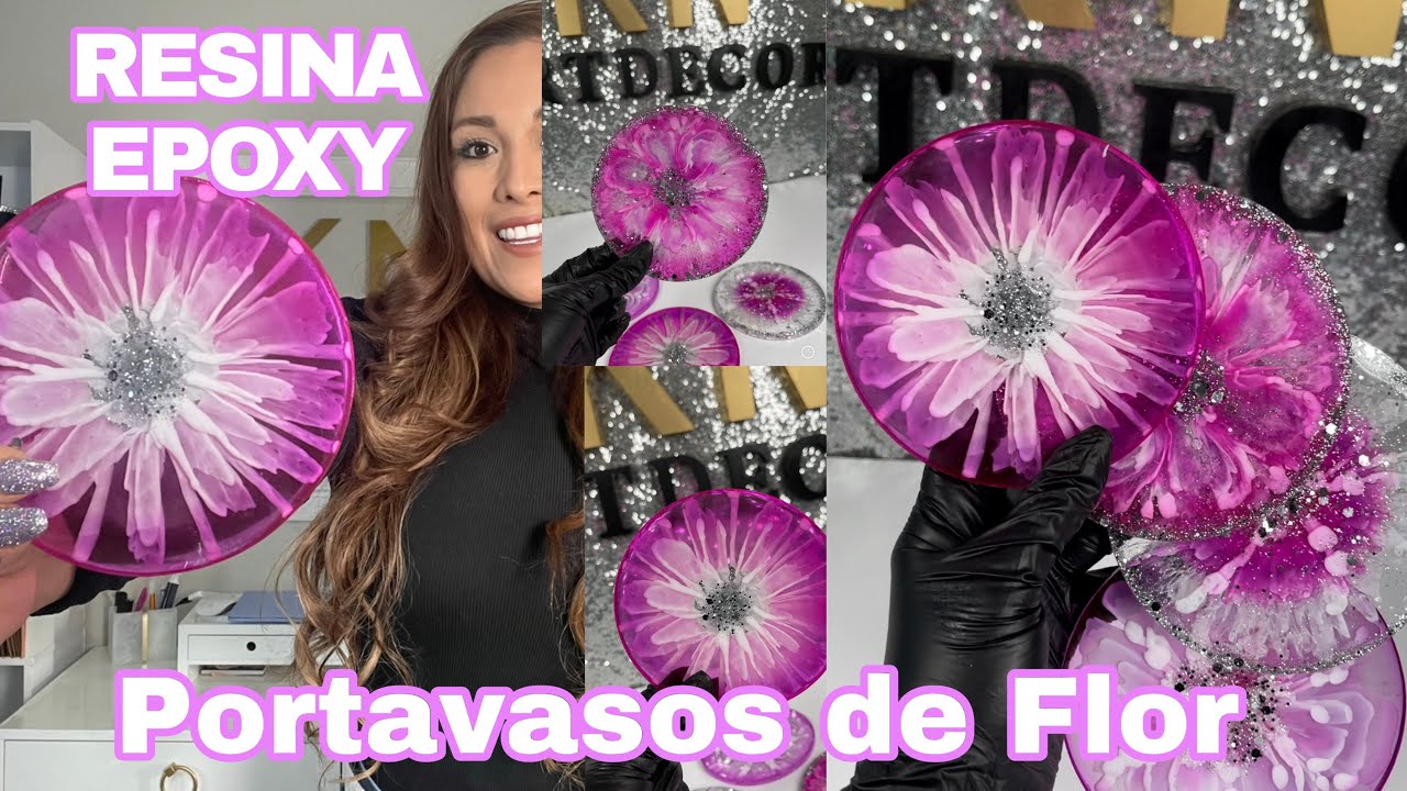 Portavasos de Flor con Resina Epoxy