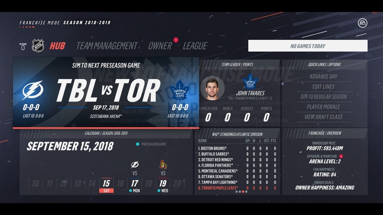 NHL 19 Franchise Mode Details