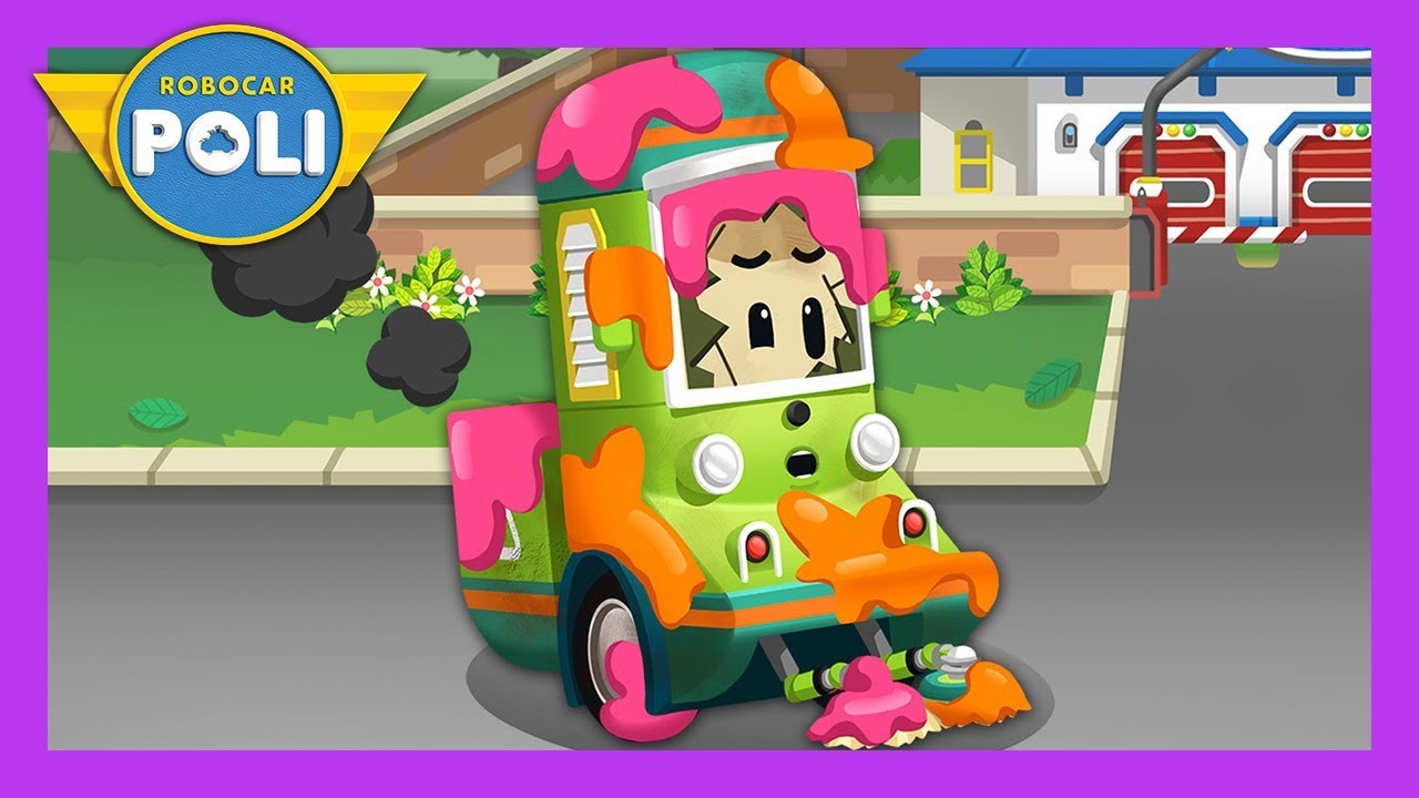 A broken sweeper ‘Cleany’, We'll fix it! | Maintenance play for Kids | Robocar Poli Game
