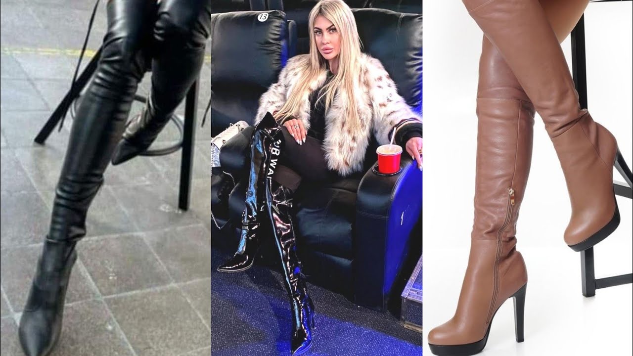 Classic Poise: Knee-High Smooth Leather Boots with Almond Toe and Minimalist Charm
