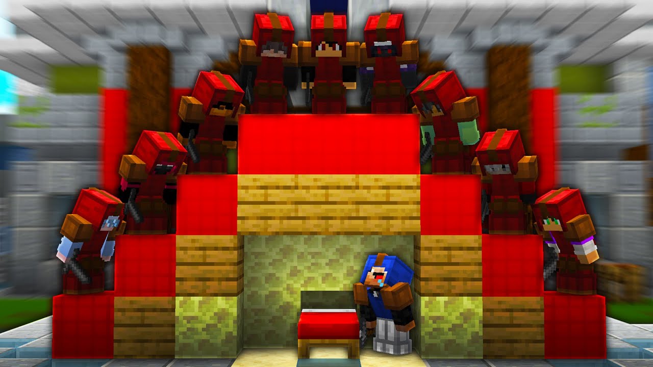 Bedwars Pro против 10 Охотников (Minecraft Manhunt)