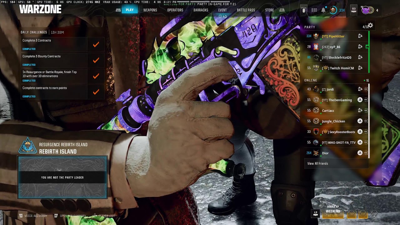 *LIVE*- TOP 20 IN THE WORLD FOR WINS ON REBIRTH ISLAND