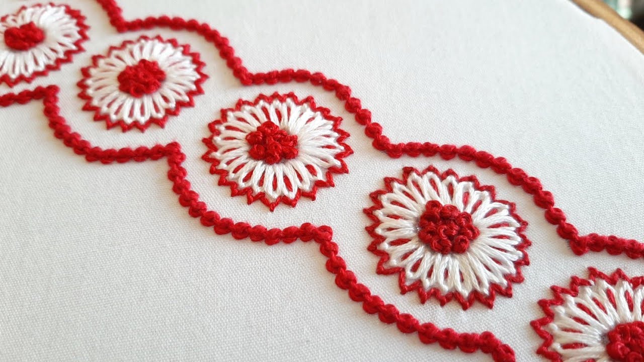 New Floral Border Design for Dress/Kurti (Hand Embroidery Work)