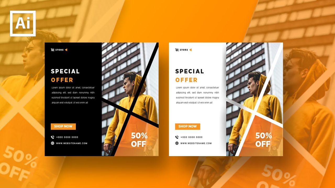 Social Media Banner Design  Fashion sales  Illustrator Tutorial