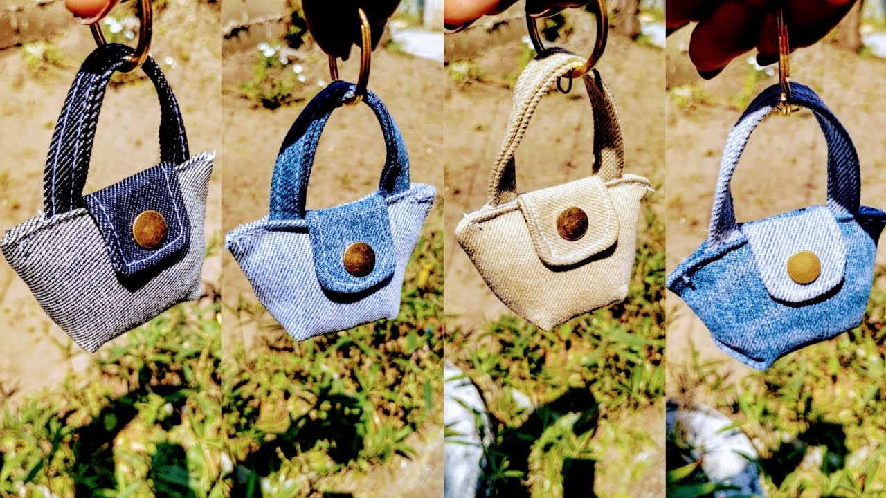 LLAVEROS MINI BOLSO/ LLAVEROS DE JEANS RECICLADOS/ COSTURA CREATIVA