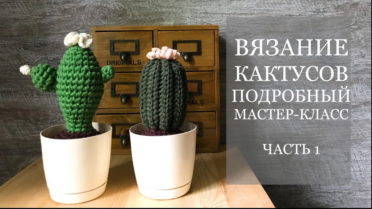 Вяжем кактус крючком. Не отличить  от настоящего! Часть 1.