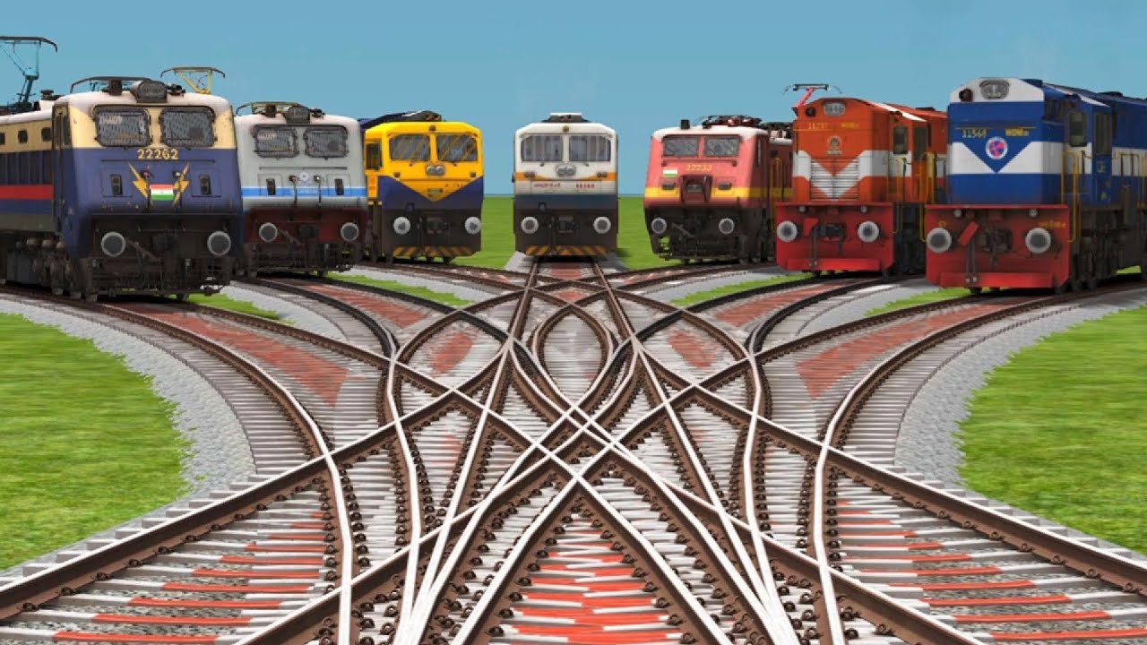 7️⃣ Trains Reality Crossing On Bumpy Branched || At Bye Steam Railworks Train Cross Railroad 💚