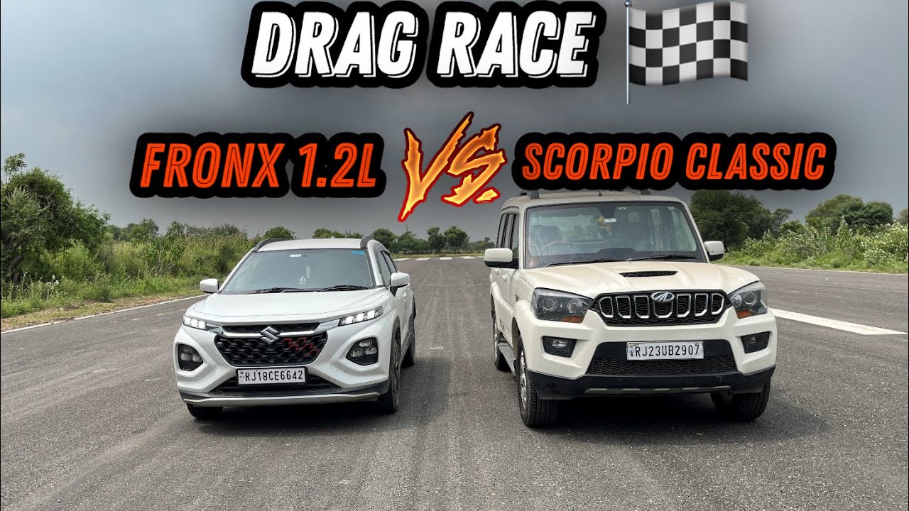 DRAG RACE : MARUTI SUZUKI FRONX DELTA PLUS 1.2 MT VS MAHINDRA SCORPIO CLASSIC || SHOCKING RESULT 😱