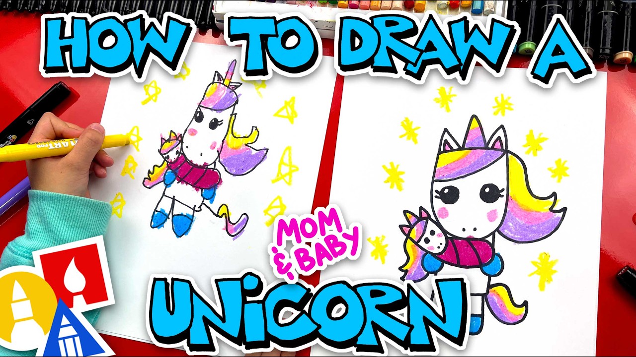 How To Draw A Mom And Baby Unicorn