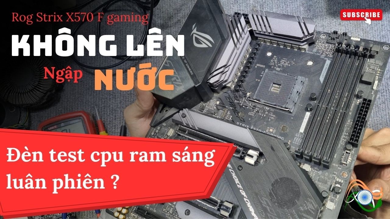 Máy tính main Rog strix X570 F gaming không lên  sáng đèn test cpu hoặc đèn cpu ram sáng luân phiên