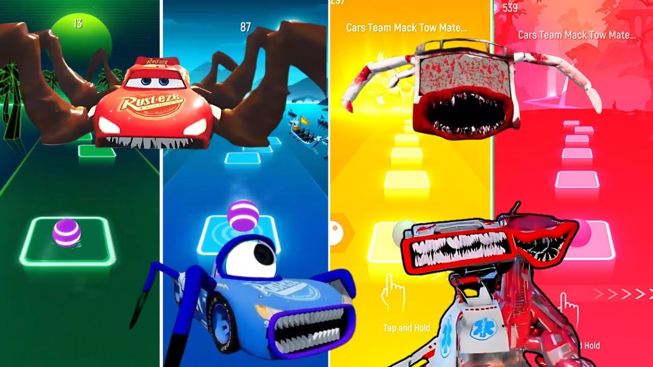 Miss Fritter eater vs Cyclops eater vs Twins head ambulance eater vs Bus monster edm rush