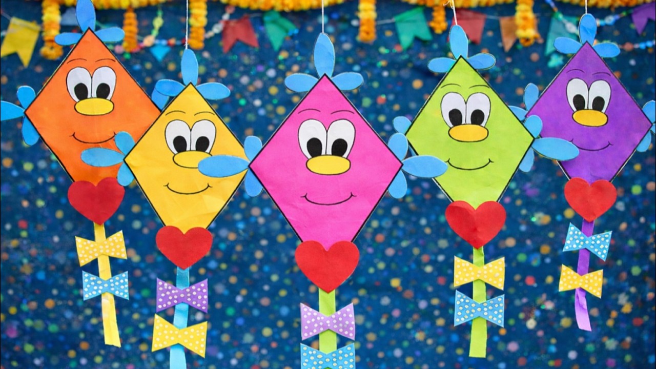 kite making craft school project for kids Pongal decoration art Sankranti activity 