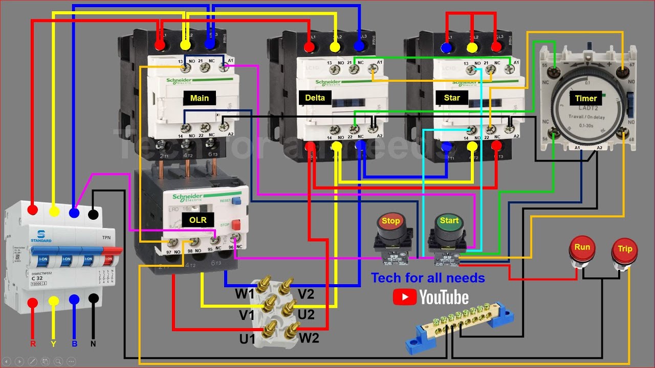 automatic star delta starter wiring and working  in tamil | ஸ்டார்டர் தமிழில் | tech for all needs