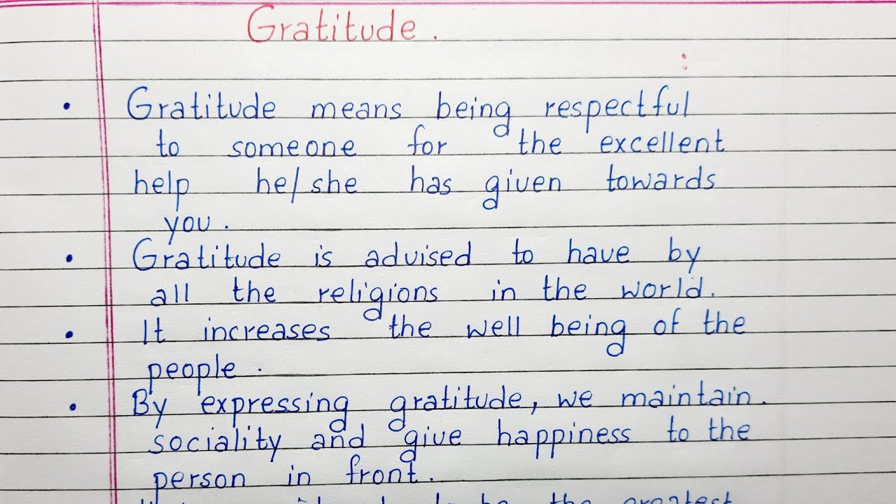 Write a short essay on Gratitude | 10 lines on Gratitude | Essay Writing | English