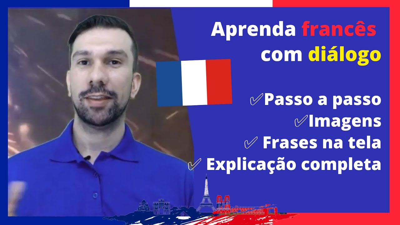 Aprenda francês com diálogo - Passo a passo - Com imagens, frases e explicação na tela